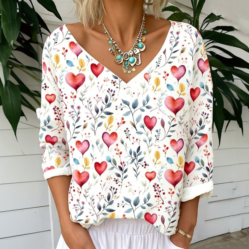 T-Shirt Décontracté Imprimé Coeur